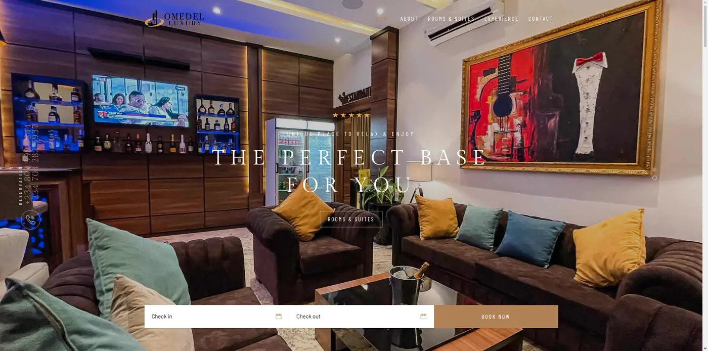 Omedel Luxury hotel website